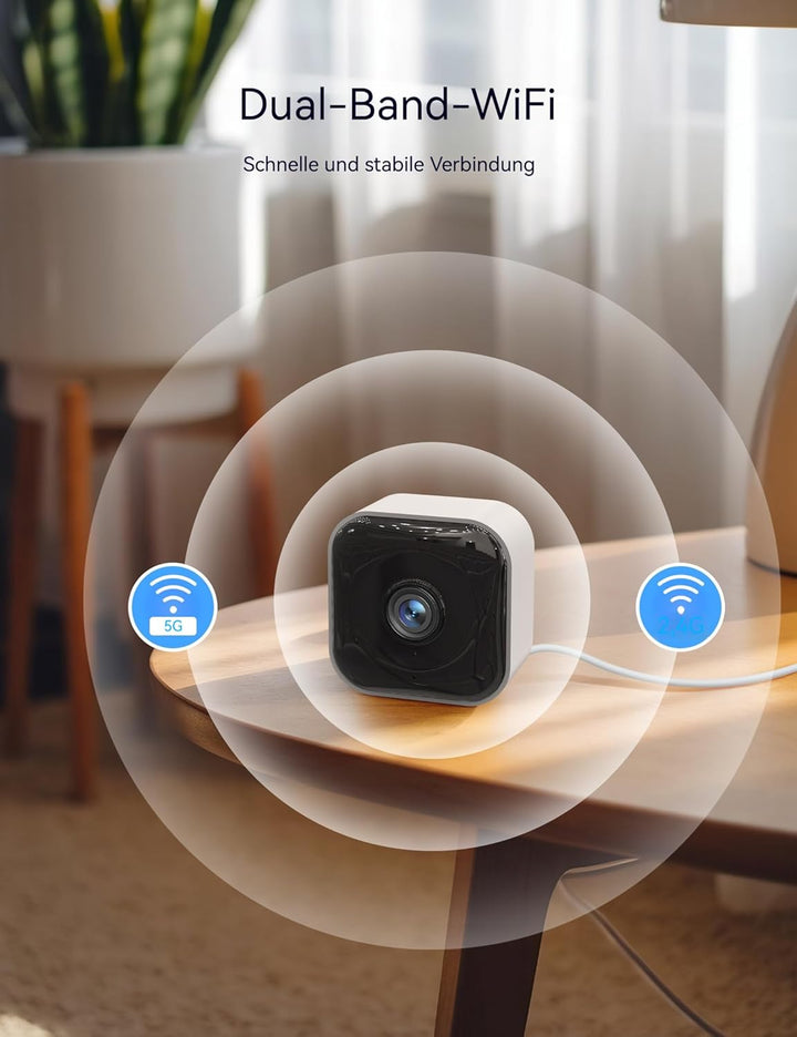 GNCC 2K Plug-in Überwachungskamera Innen, WLAN Indoor Kamera mit Nachtsicht, Hundekamera mit App, Be
