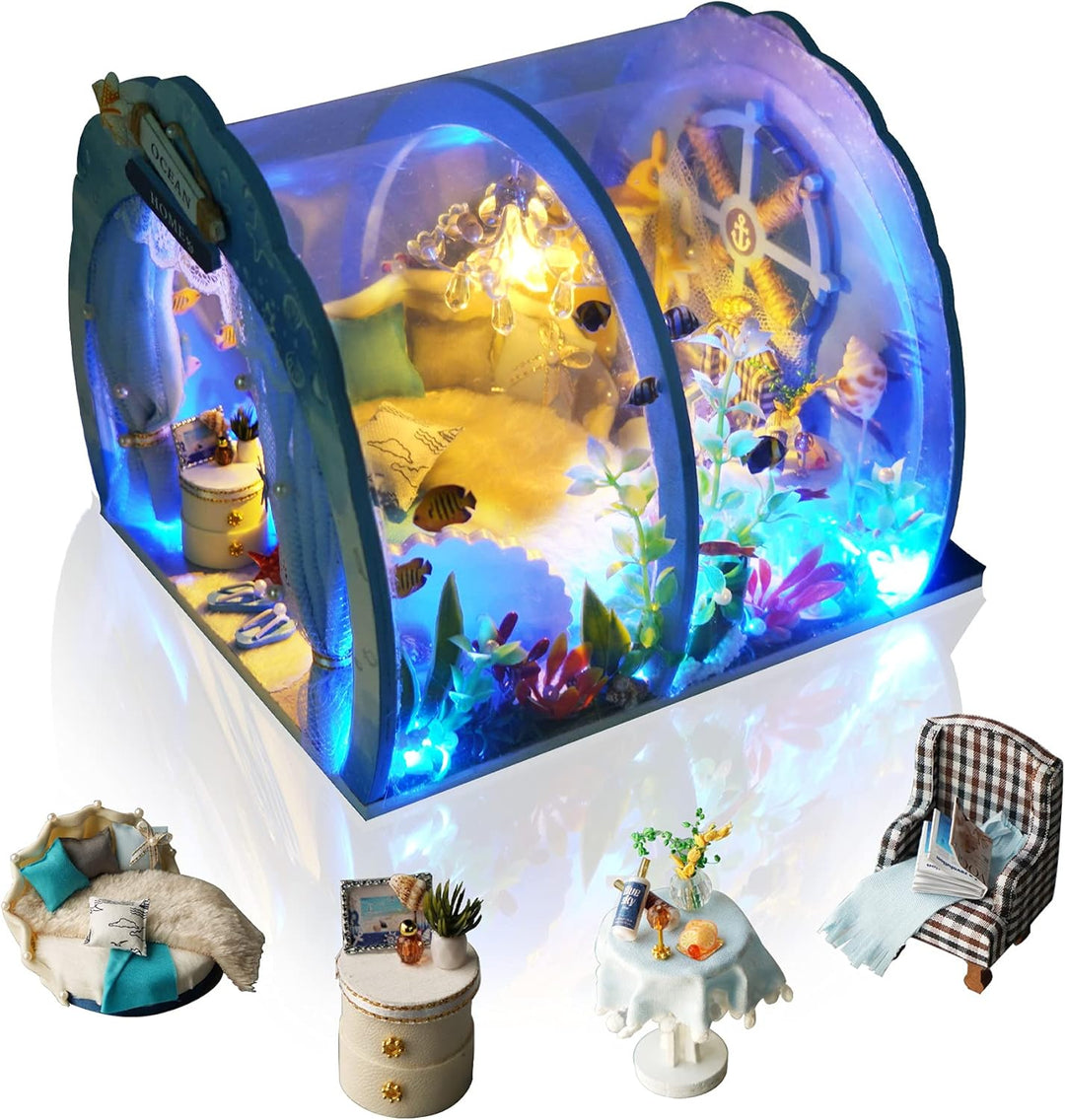 Cuteefun DIY Miniatur Puppenhaus Kit für Anfänger zu Bauen Miniatur Haus mit Möbeln und Werkzeugen S