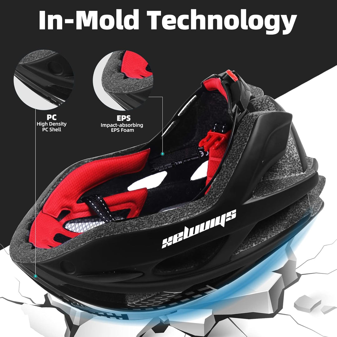 Shinmax Fahrradhelm mit LED-Beleuchtung, Fahrradhelm mit Sicherheitsbeleuchtung, magnetischer Fahrra