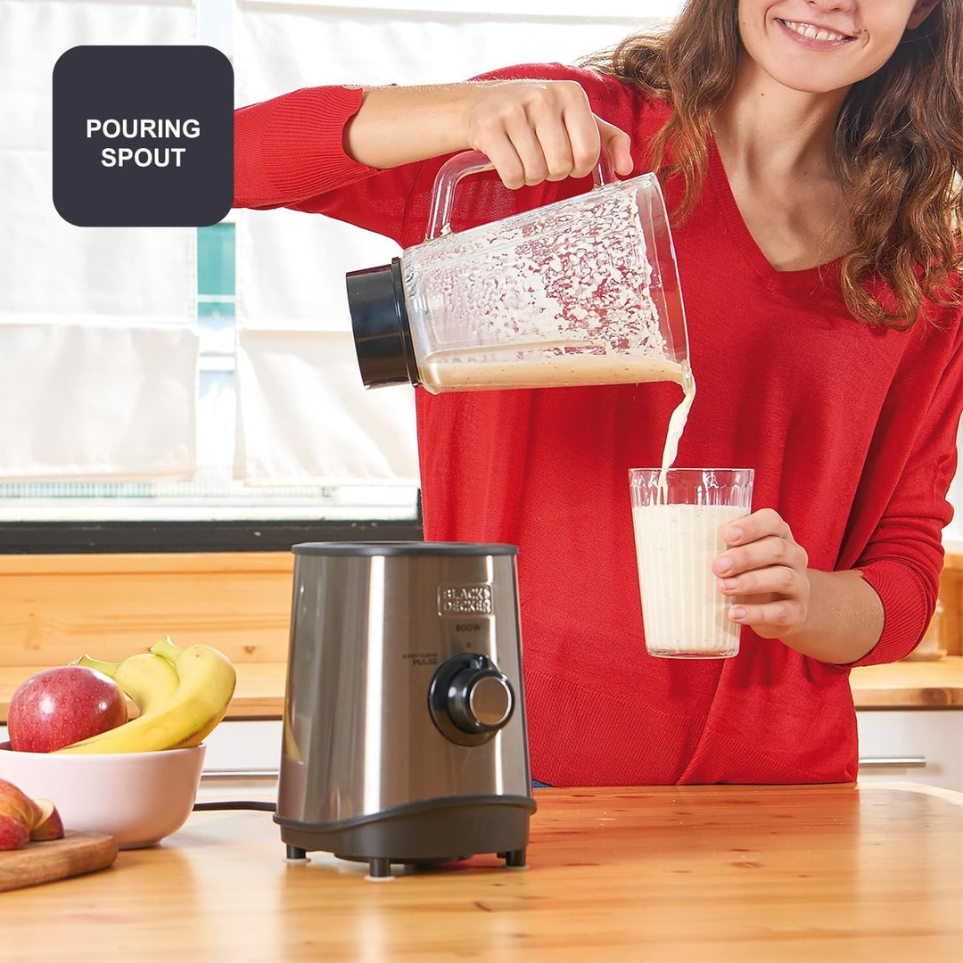 Black+Decker BXJB800E - Standmixer, 800W, 1,5 Liter, Edelstahl, grau 800W Edelstahl, 800W Edelstahl