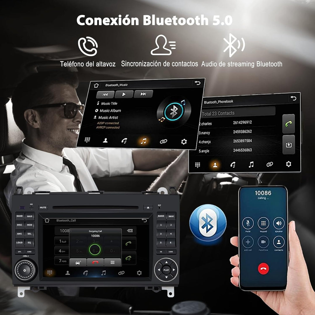 QIIKEN Autoradio mit Bildschirm, für Mercedes-Benz Autoradio Bluetooth CarPlay/Android Auto/GPS/Buil
