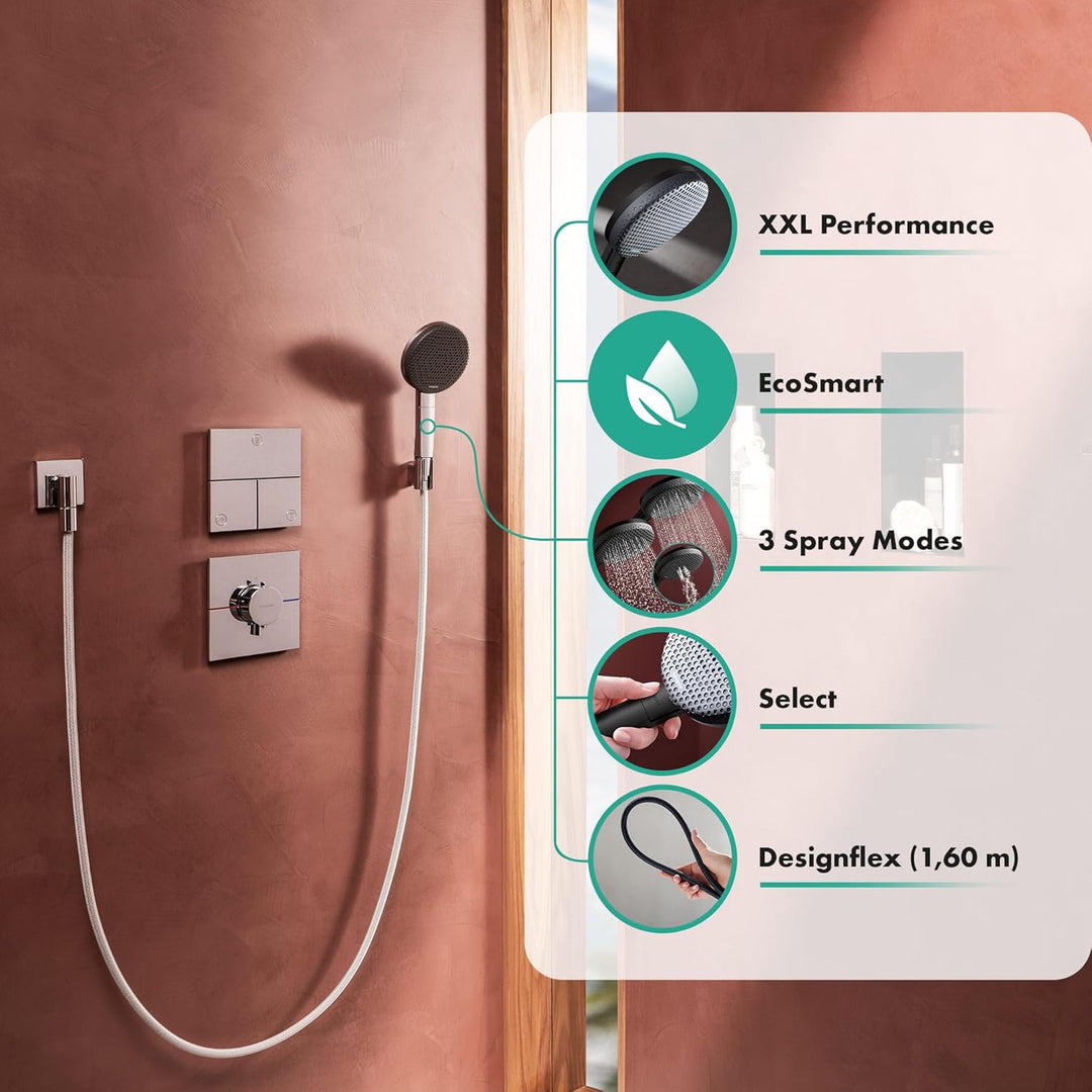 hansgrohe Raindance Alive Select S - Duschset mit Duschkopf wassersparend (EcoSmart, 3 Strahlarten i