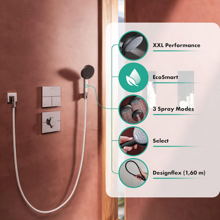 hansgrohe Raindance Alive Select S - Duschset mit Duschkopf wassersparend (EcoSmart, 3 Strahlarten i