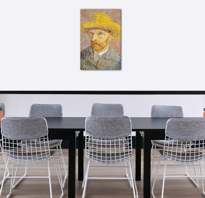 Printed Paintings Leinwand (60x80cm): Vincent Van Gogh - Selbstbildnis mit Strohhut 60x80 cm, 60x80