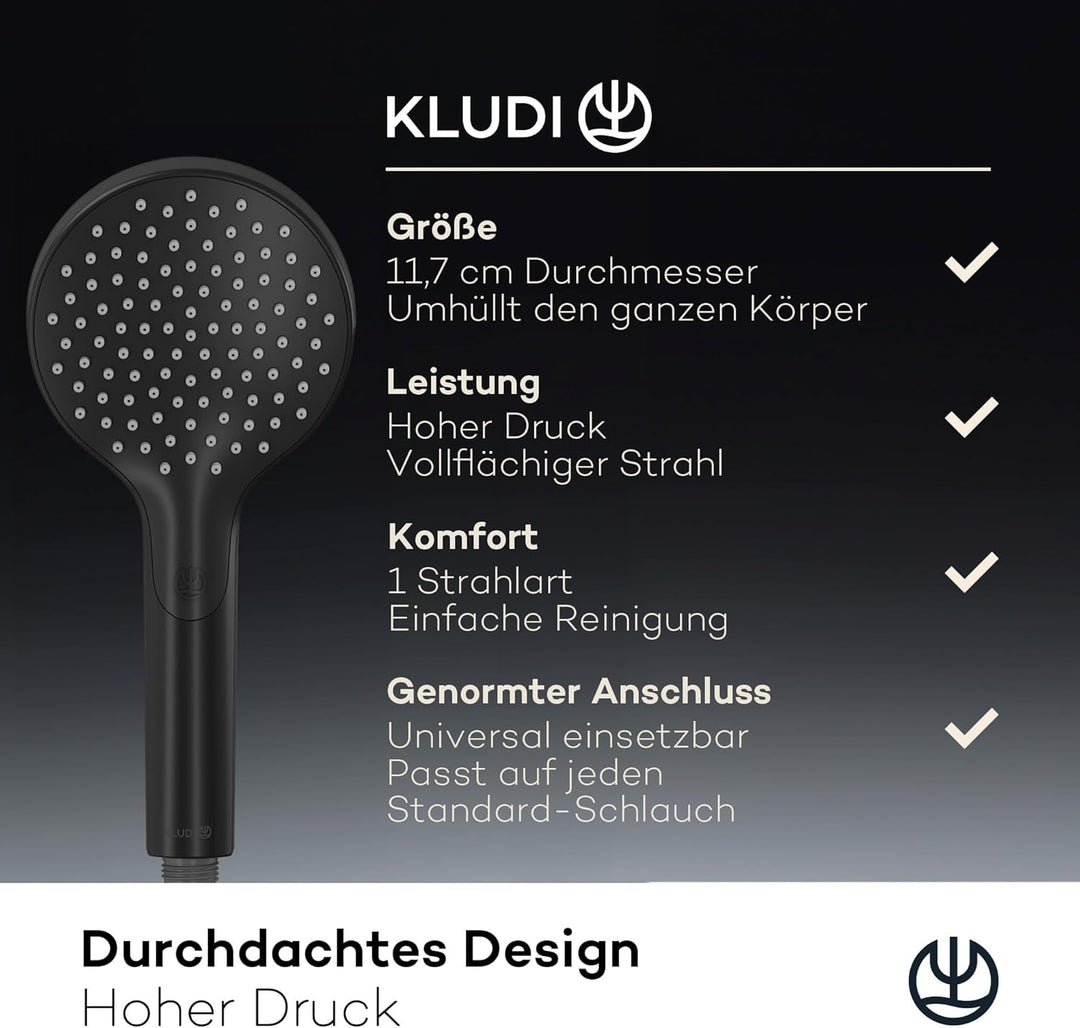 KLUDI-X3 Universal Duschkopf wassersparend als Option, Duschbrause mit 1 Strahlart, reinigungsfreund