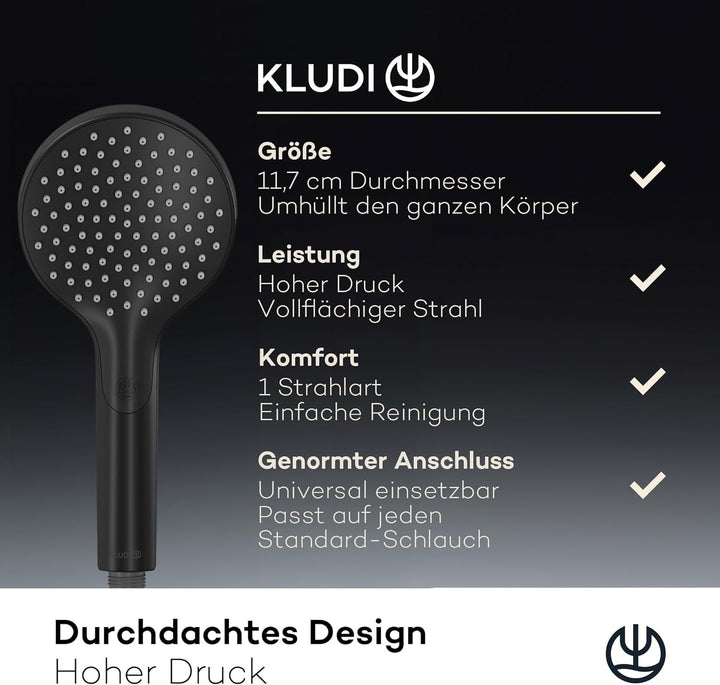 KLUDI-X3 Universal Duschkopf wassersparend als Option, Duschbrause mit 1 Strahlart, reinigungsfreund