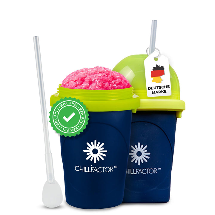 Magic Freez Slushy Maker - Slush Becher mit Strohhalm und Löffel - Slushy Cup für Eis Selber Machen