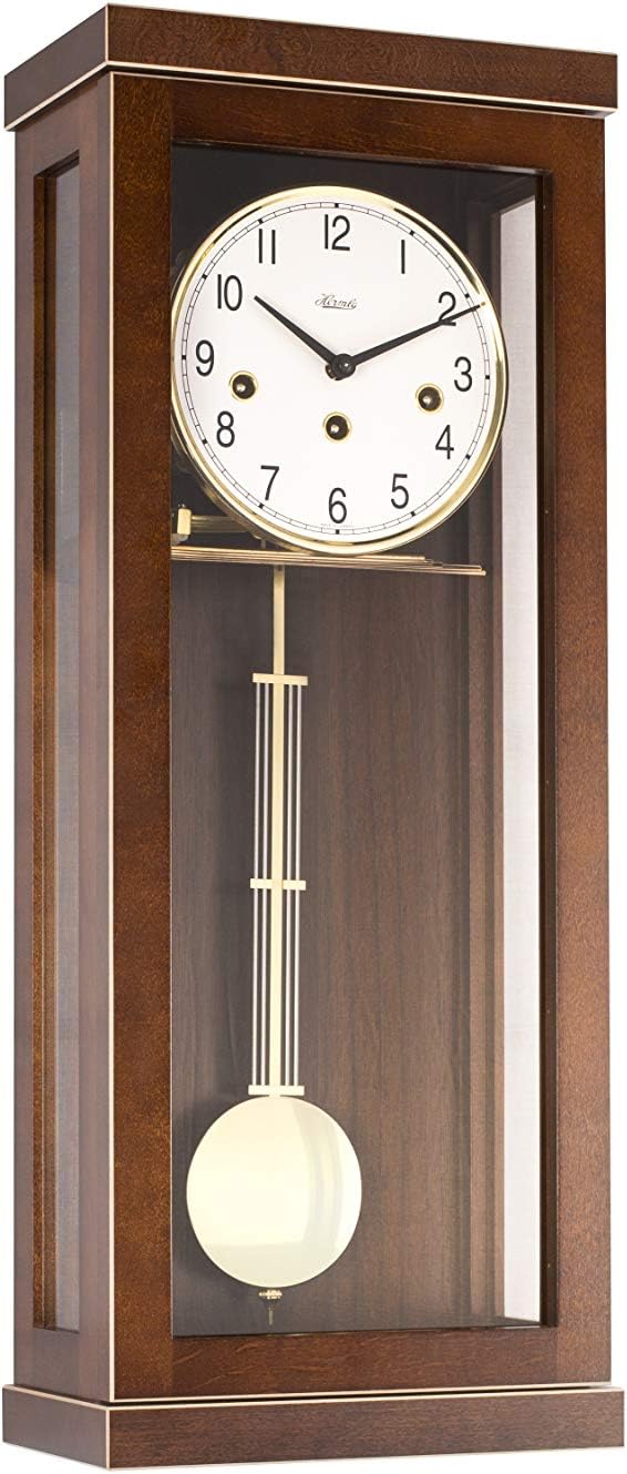 Hermle 70989-030341 Progressistische Wanduhr 4 4 Westminster, Nussbaum 57cm x 22,5cm x 13 cm, 1