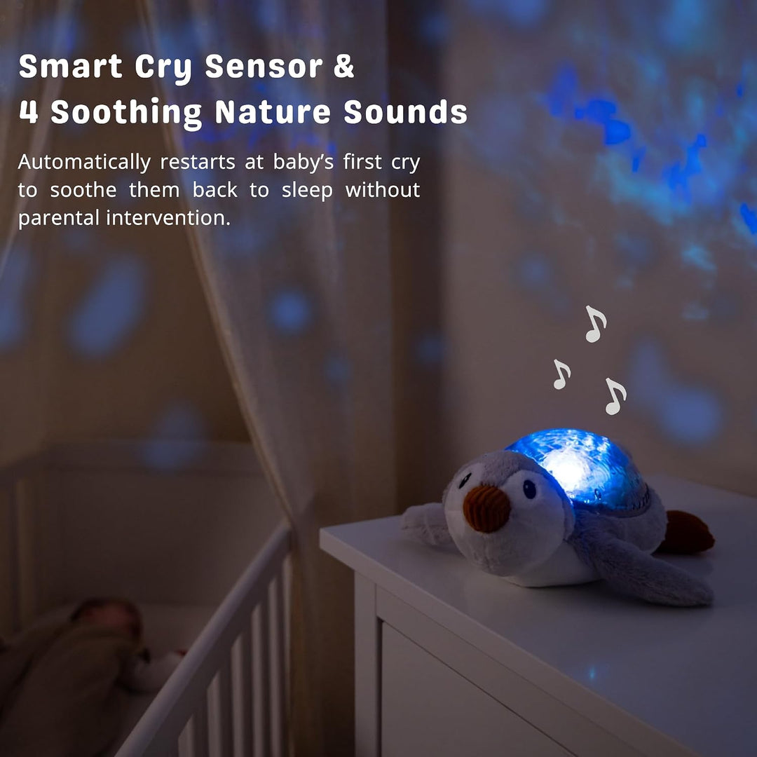 Cloud b Tranquil Penguin - Eco Baby Night Light & Sound Machine, Ocean Wave Projector, Cry Sensor, W