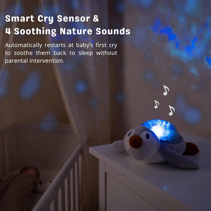 Cloud b Tranquil Penguin - Eco Baby Night Light & Sound Machine, Ocean Wave Projector, Cry Sensor, W