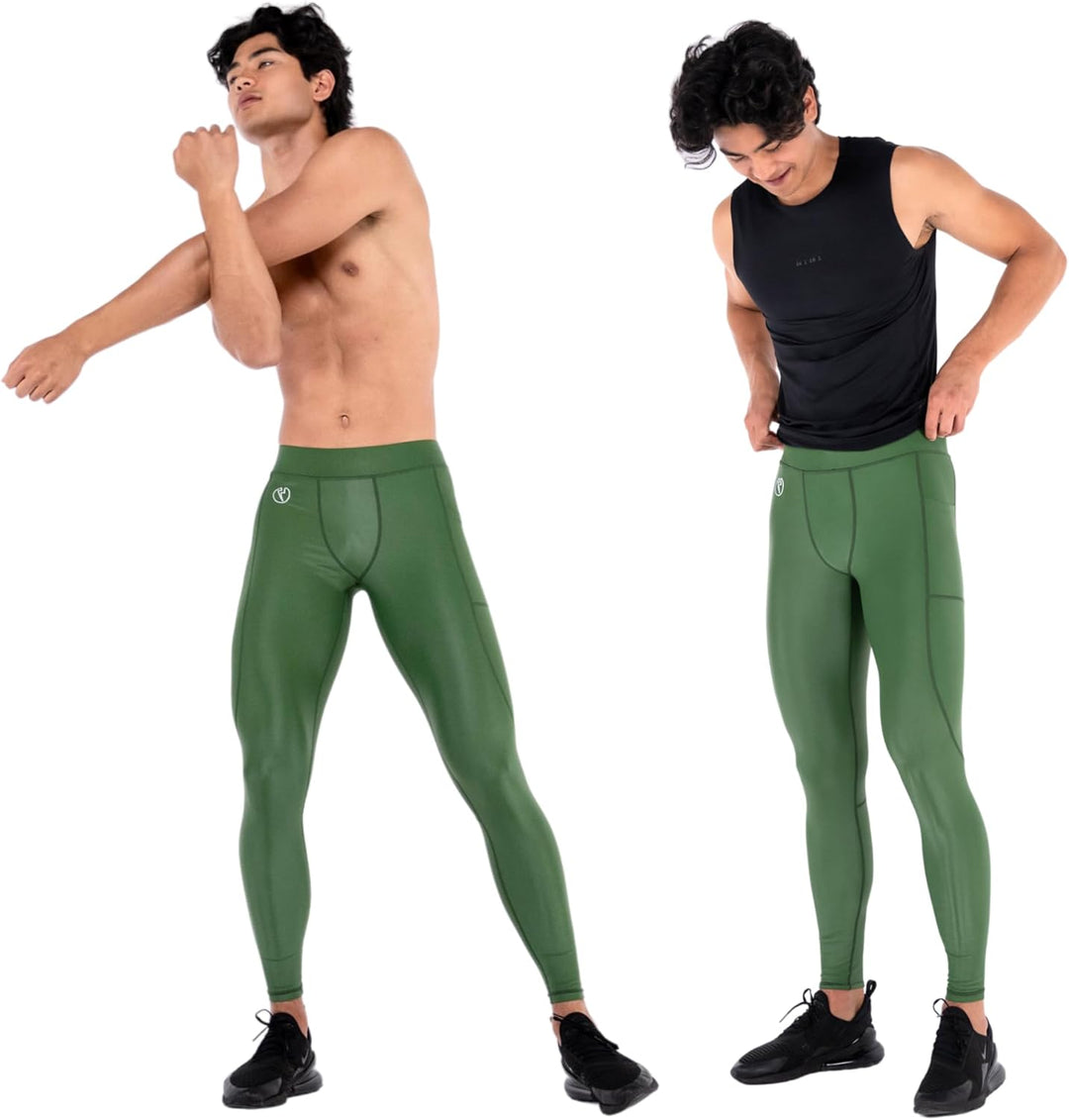 Kapow Meggings: Glänzende, Lange Herren Performance Leggings mit Kompression für Sport wie Fitness,