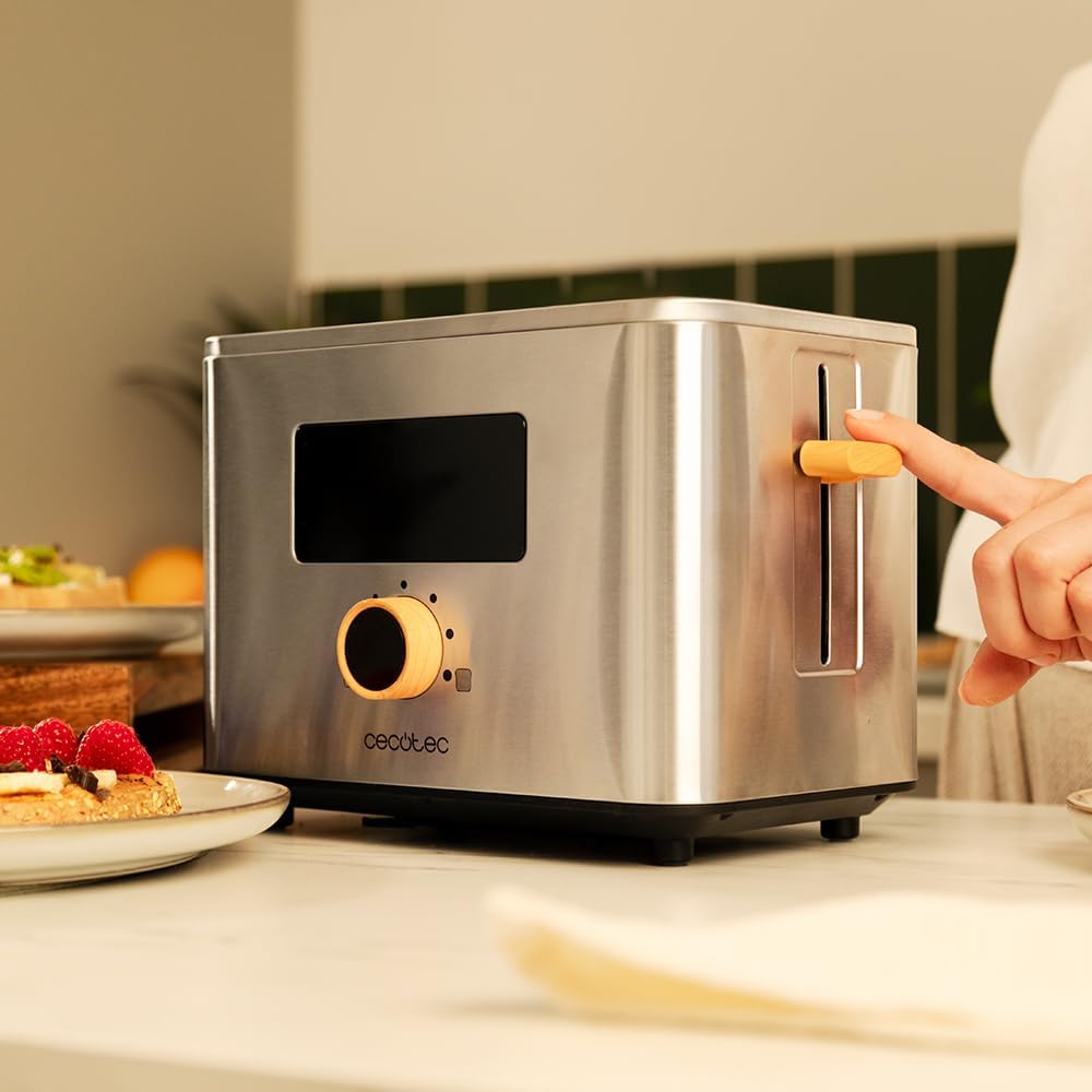 Cecotec Vertikaler Toaster mit 2 Kurzschlitzen Touch&Toast Double, 950 W, 2 Scheiben Brot, Extra bre