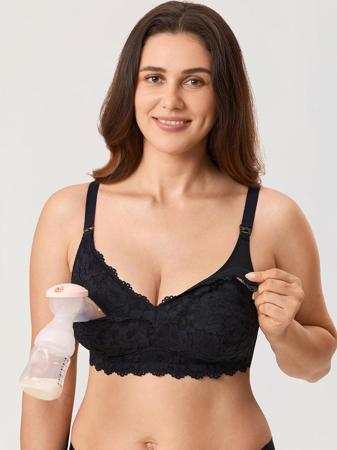 MOMANDA Damen Pump Still BH ohne Bügel Spitzen Schwangerschafts Stillen BHS Mutterschaft Soft Bequem
