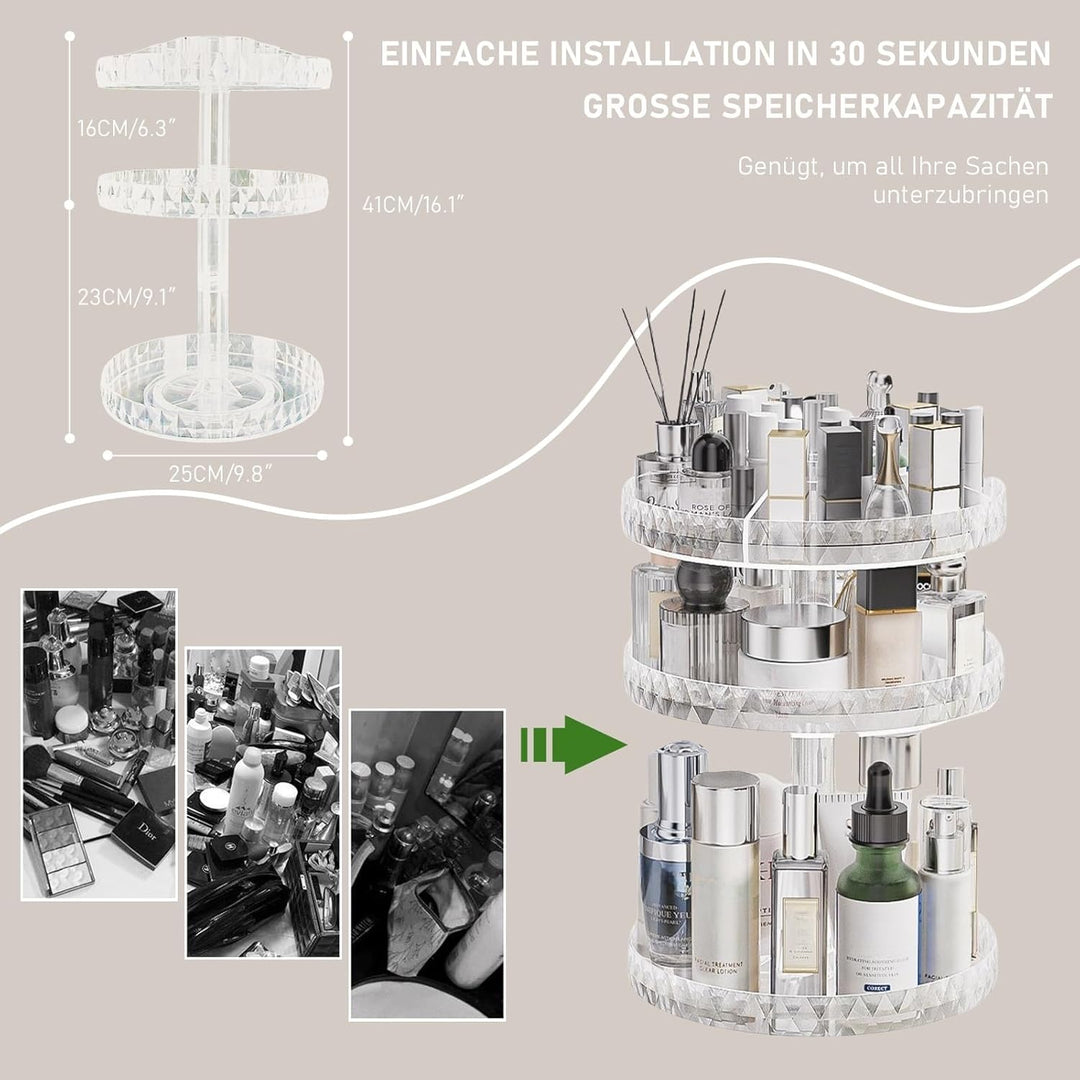 SLHEQING Kosmetik Organizer 360 Grad Drehbarer Multifunktionale Make up Aufbewahrungsbox Einstellbar