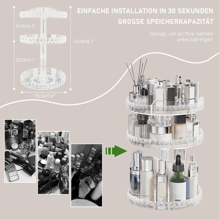 SLHEQING Kosmetik Organizer 360 Grad Drehbarer Multifunktionale Make up Aufbewahrungsbox Einstellbar