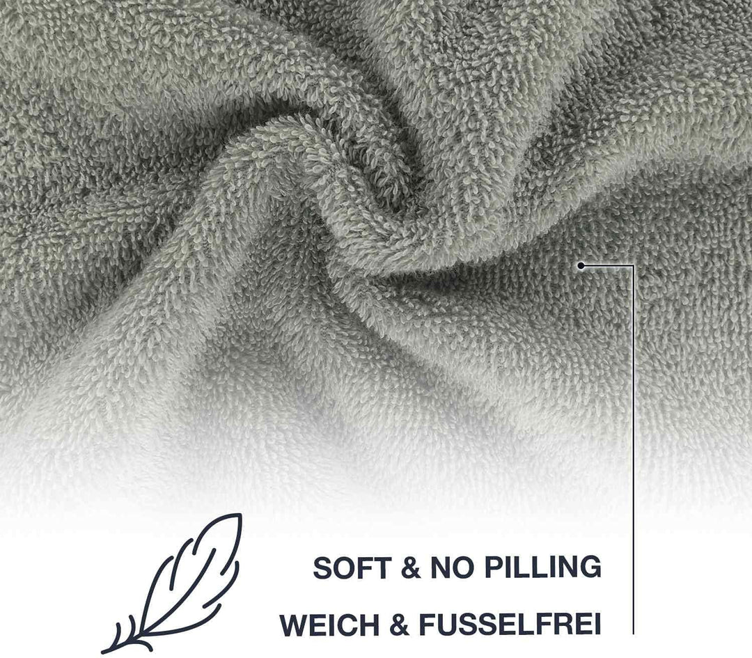 WohnDirect Duschtuch Set 2 teilig - 2 Badetücher (70x140) - Frottee 100% Baumwolle - Grau 2 Badetüch