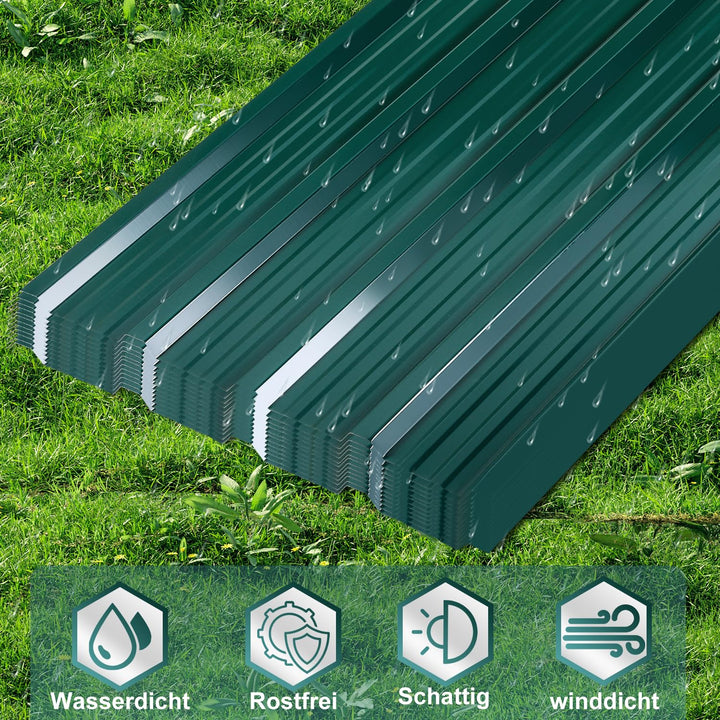 Fiqops Trapezblech Profilblech 12 Stück, Trapezblech 129cm x 46cm ca. 7 m², Wellblechplatten für Dac