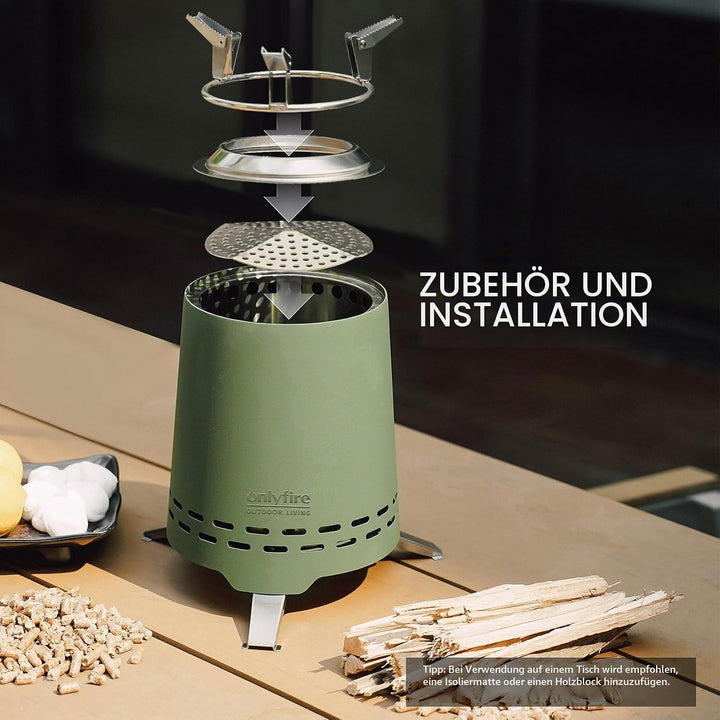 Onlyfire Raucharmer Mini Tischkamin, Tragbar Tischfeuer mit Tragetasche, Kamin Deko für Garten, Terr