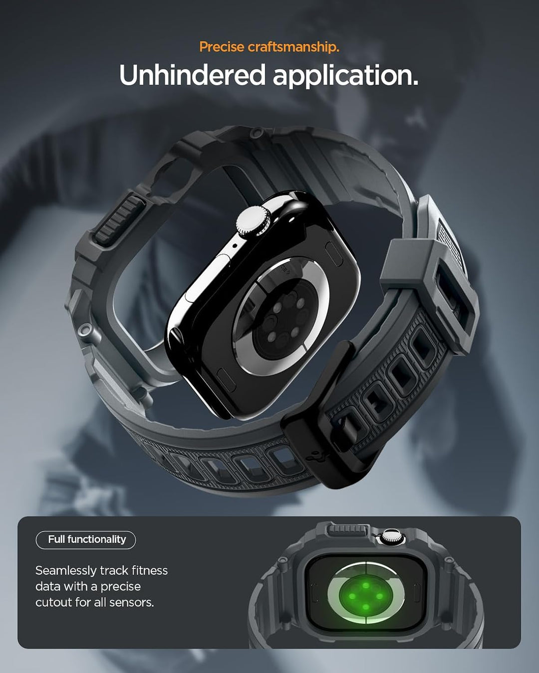 Spigen Rugged Armor Pro 2 Hülle mit Band für Apple Watch 11/10 46mm | TPU-Unibody-Hülle mit Armband,