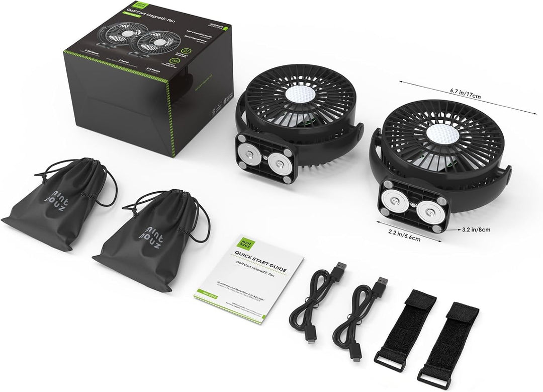Minthouz Magnetischer Ventilator mit 12000 mAh Akku, USB Ventilator mit 3 Geschwindigkeitsstufen, Tr