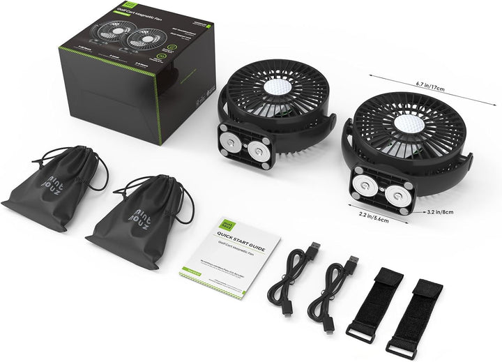 Minthouz Magnetischer Ventilator mit 12000 mAh Akku, USB Ventilator mit 3 Geschwindigkeitsstufen, Tr