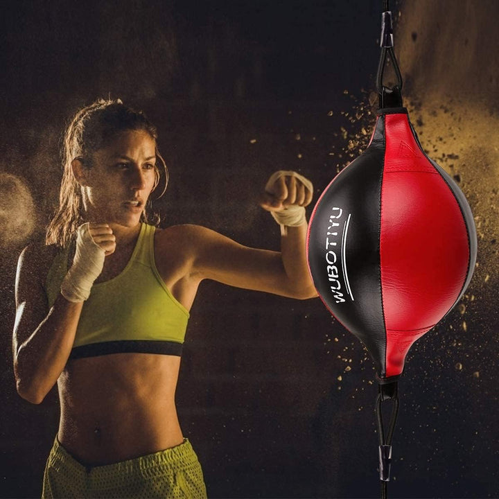 HUINING Doppelseitiger Speedball aus Leder Universal Boxball MMA Muay Thai Deckentrainingssandsack B