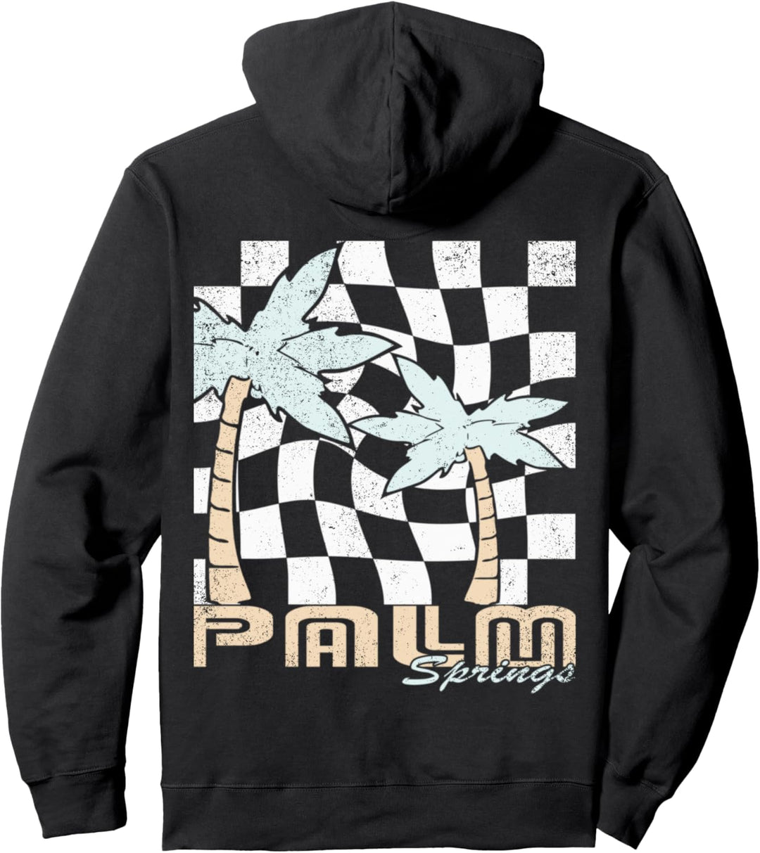 Palm Springs California Karierte Vintage-Grafik Pullover Hoodie