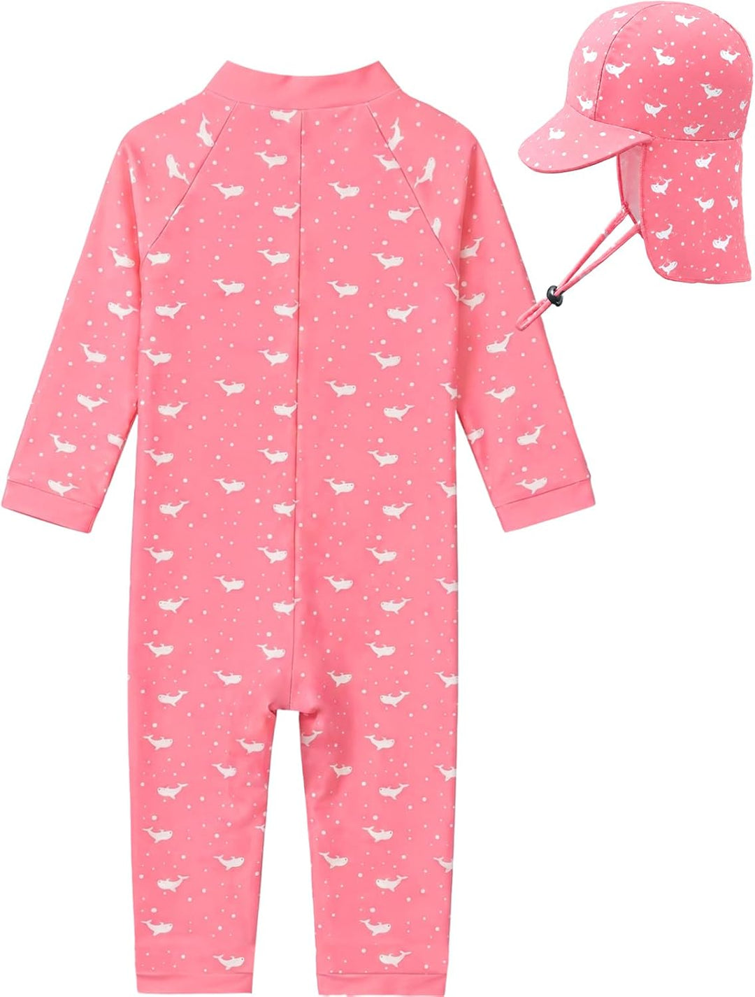 weVSwe Baby Mädchen Langarm Badeanzug UV-Schutz UPF 50+ Einteiler mit Kleinkind Sonnenhut Flap Cap 0