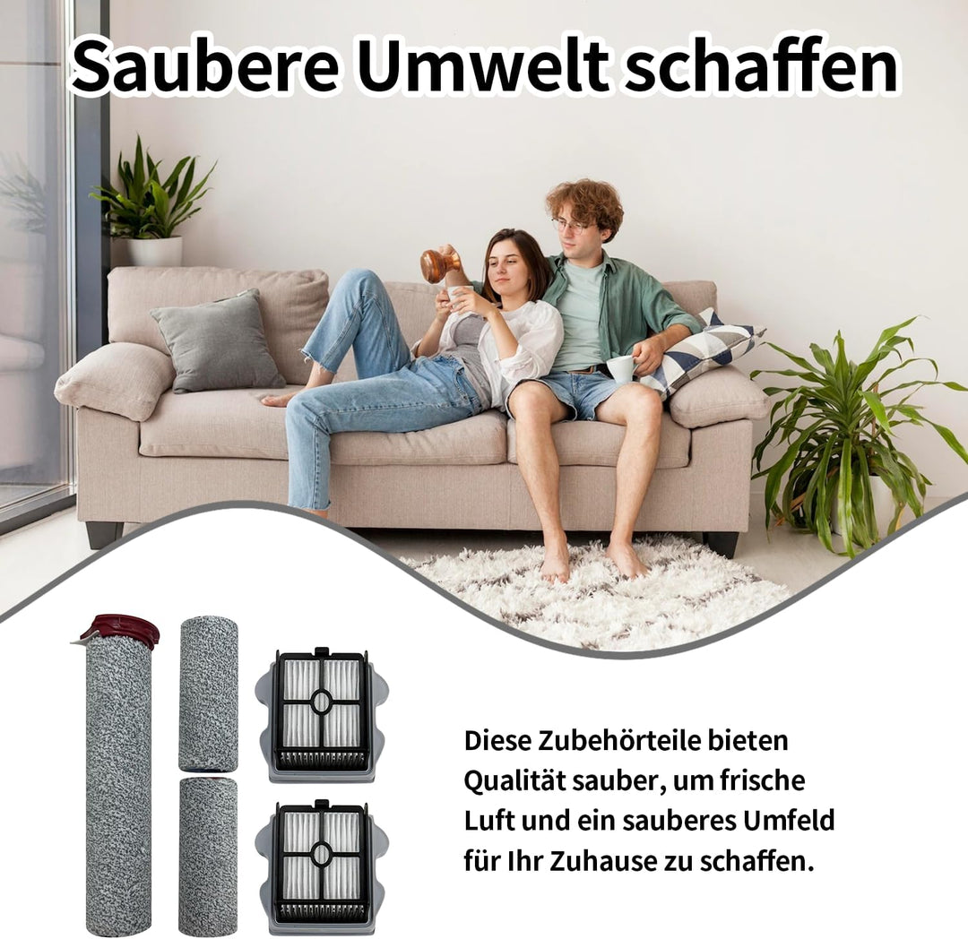 5 Stück Zubehörset für Roborock Dyad Pro/Dyad Pro Combo, 3 Bürstenwalze, 2 HEPA-Filter