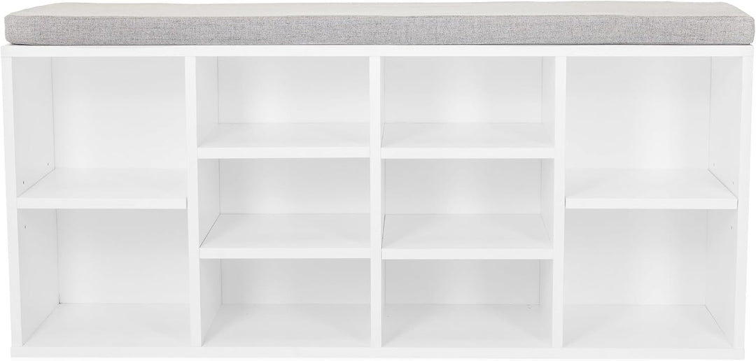 Schuhschrank mit 10 Fächern ESTHA 10 Sitzbank mit gepolsterter Sitzfläche, Schuhbank 48,5x103,5x29,5