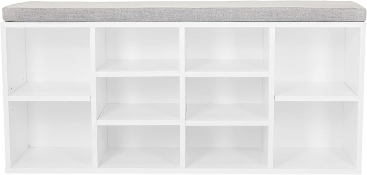Schuhschrank mit 10 Fächern ESTHA 10 Sitzbank mit gepolsterter Sitzfläche, Schuhbank 48,5x103,5x29,5