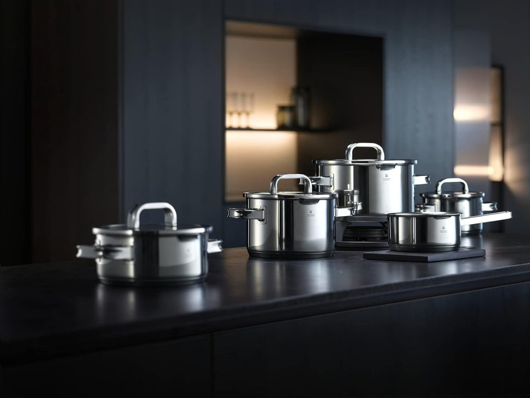 WMF Function 4 Advanced Topfset Induktion 5-teilig, Glasdeckel mit 4 Abgiessfunktionen, Cromargan Ed