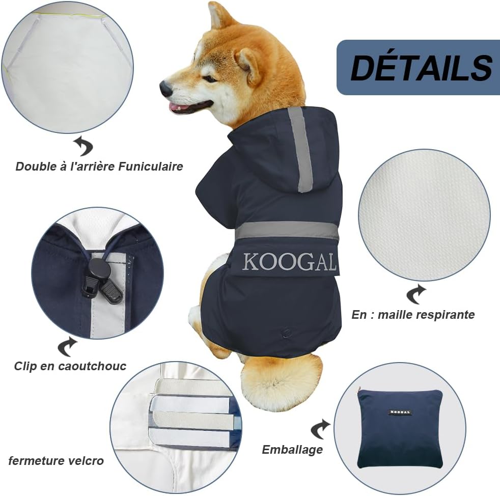 Grosse Hunde Regenjacken Mit Kapuze,Hunde Regenmantel,Mit Reflektierenden Sicherheitsstreifen, Wasse