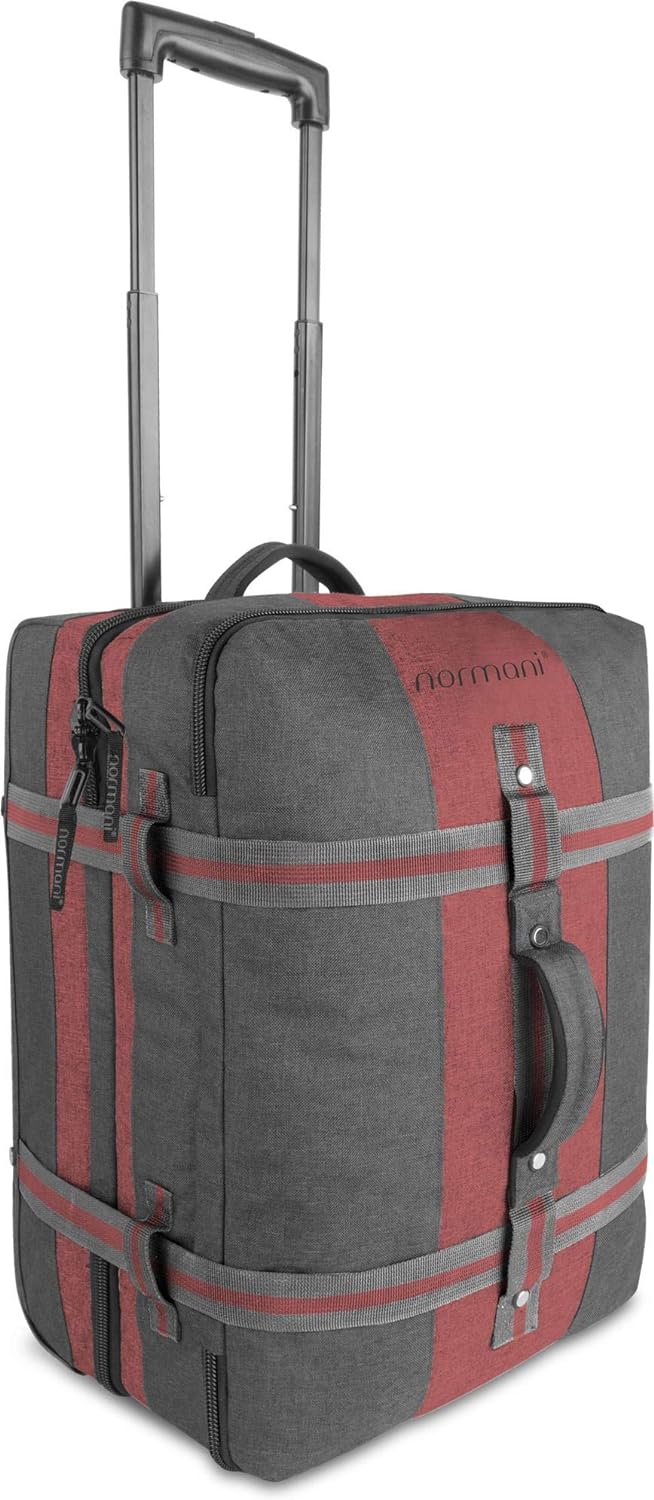 normani Handgepäck Reisetasche Trolley - 45 L (52 x 38 x 20-28 cm) Farbe Dunkelgrau/Rot Dunkelgrau/R