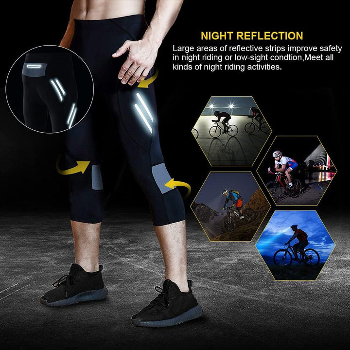 MEETWEE Herren 3/4 Radhose Fahrradhose, Kompression Radlerhose Leggings Radsport Hose für Männer Ela
