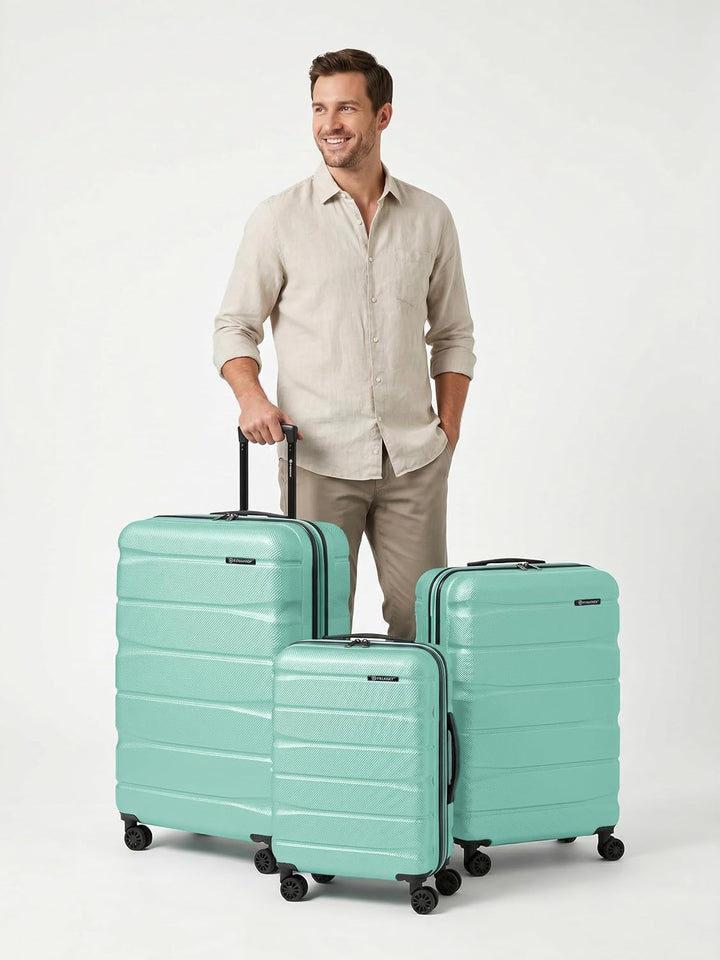 Franky Munich 4.0 Koffer Set | Trolley Hartgepäck - Handgepäck Koffer mit 4 Rollen Einer Dehnfalte,