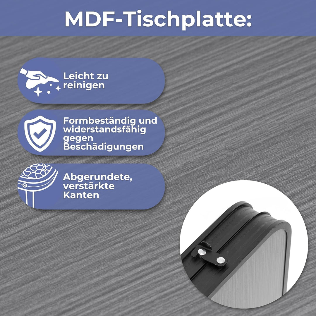 SPRINGOS Camping Set 120x60 cm Tisch Höhenverstellbar 3 Stufen 4 Klappstühle Aluminium MDF Tischplat