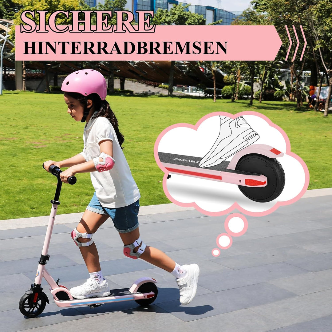 Caroma E Scooter Kinder von 6-14 Jahren, 180W Motor, 16 km/h, E Roller Kinder, Einstellbare Geschwin