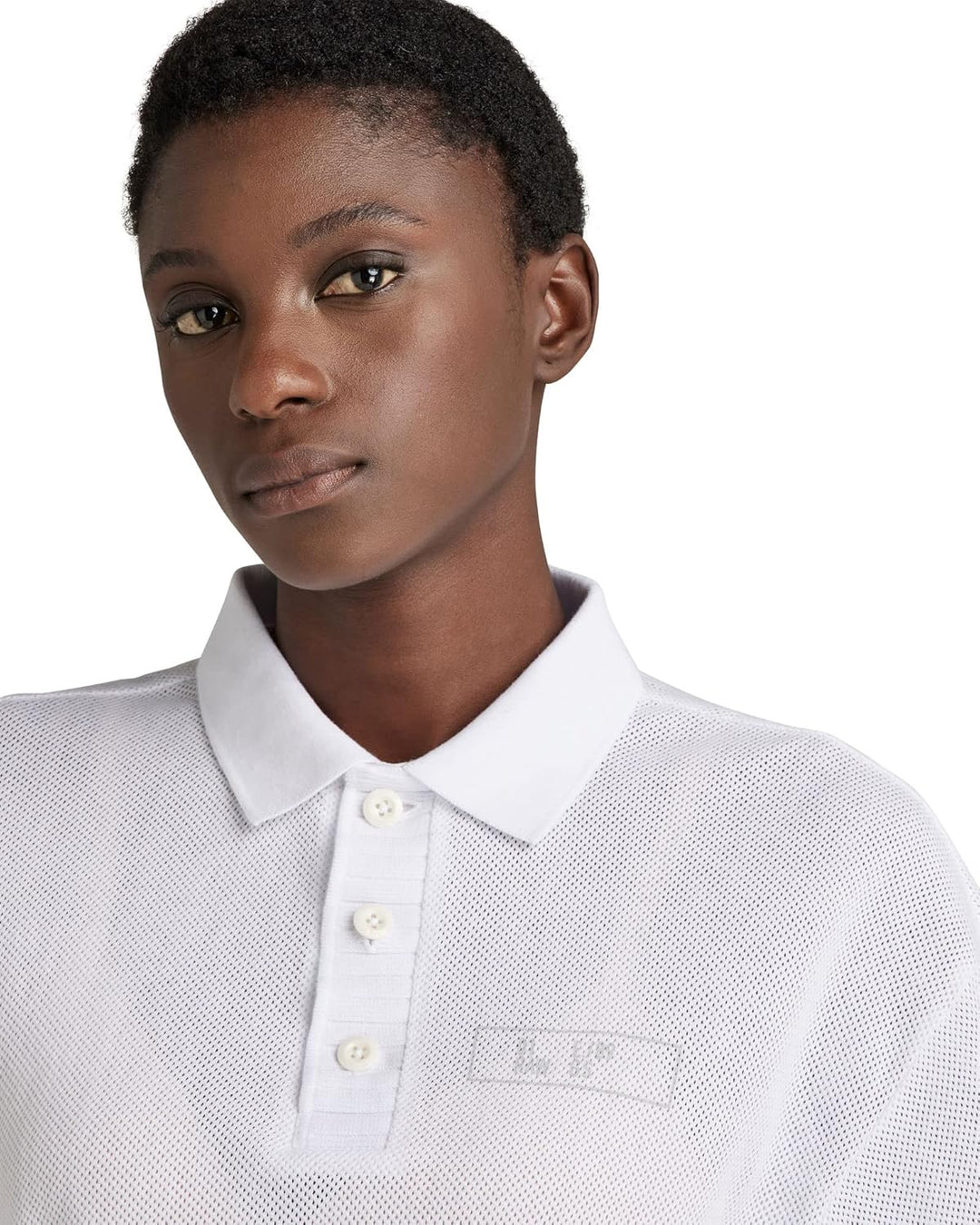 G-STAR RAW Damen Mesh Loose Poloshirt Tops XS Weiss (White D21590-c810-110), XS Weiss (White D21590-