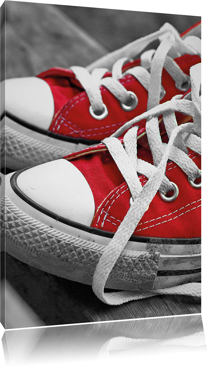 Pixxprint Lässige Schuhe schwarz/weiss als Leinwandbild/Grösse: 120x80 / Wandbild/Kunstdruck/fertig