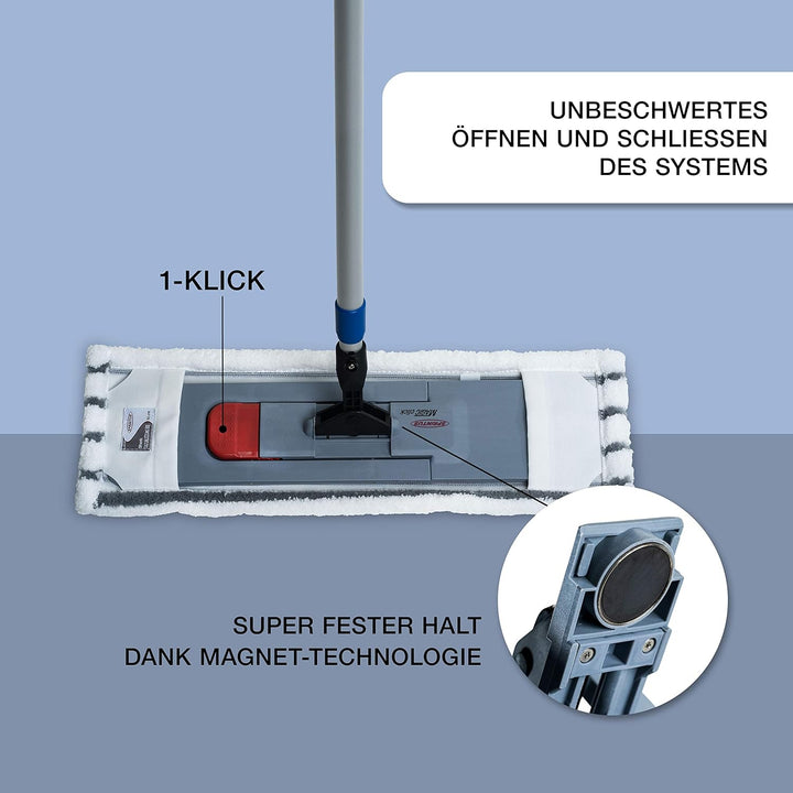 Putzen wie die Profis Bodenwischer-Set mit Teleskopstiel 170 cm Höhenverstellbar Wischmopp mit Magne