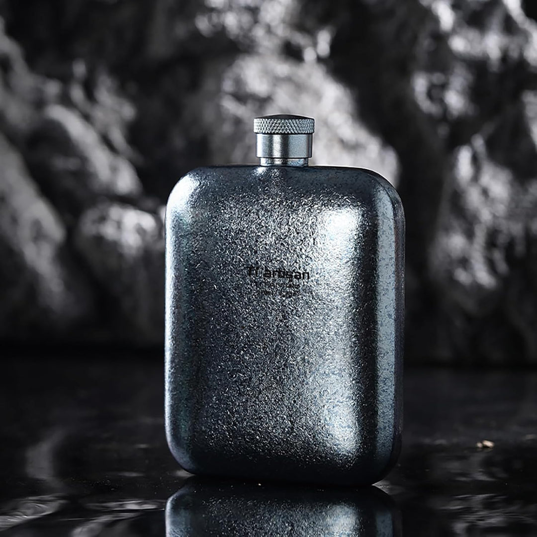 Ti artisan Titan Flachmann mit Trichter Ultraleichte Titanium Hip Flask Whisky Glaskolben für Outdoo