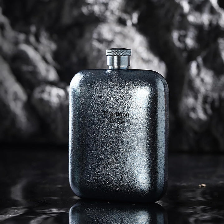 Ti artisan Titan Flachmann mit Trichter Ultraleichte Titanium Hip Flask Whisky Glaskolben für Outdoo