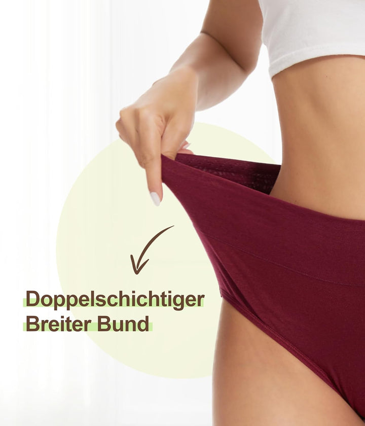 Unterhosen Damen 5er Pack, Baumwolle Hohe Taille Unterwäsche, Hipster Stretch Atmungsaktive Panties