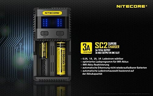 Nitecore Schnellladegerät SC2 - Ladegerät für Akkus/Batterien Schwarz One Size, Schwarz One Size