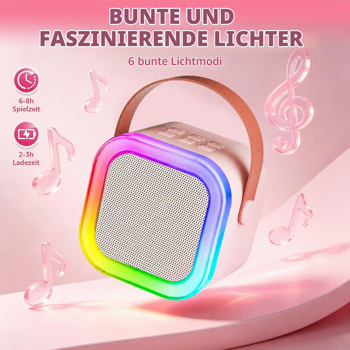 Karaoke Maschine für Kinder,Mini Karaoke Maschine mit 2 kabellosen Mikrofonen,Geburtstagsgeschenk fü