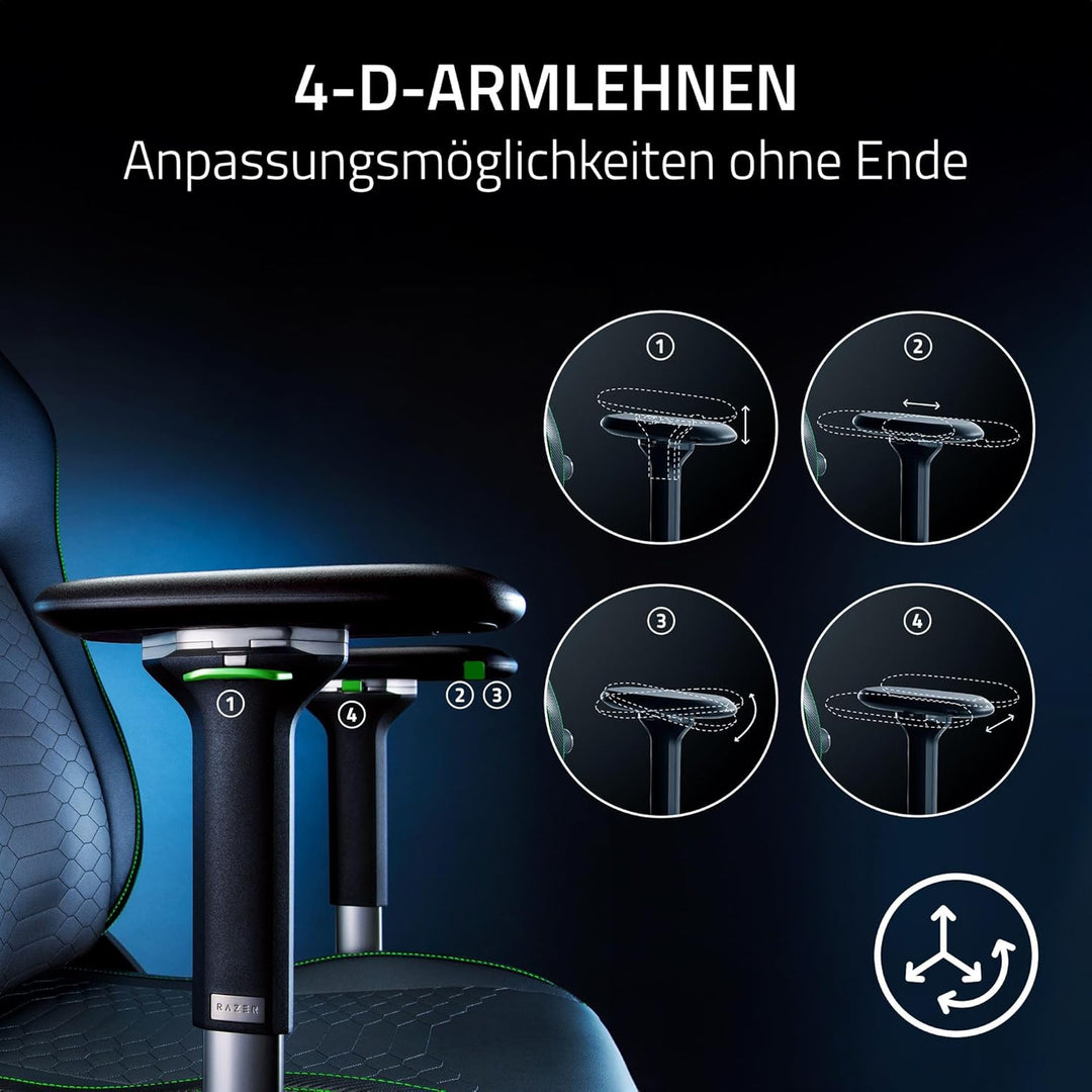 Razer Iskur V2 - Gaming-Stuhl mit adaptiver Lordosenstütze (Polster aus hoch verdichtetem Schaumstof