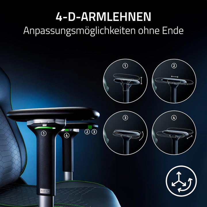 Razer Iskur V2 - Gaming-Stuhl mit adaptiver Lordosenstütze (Polster aus hoch verdichtetem Schaumstof