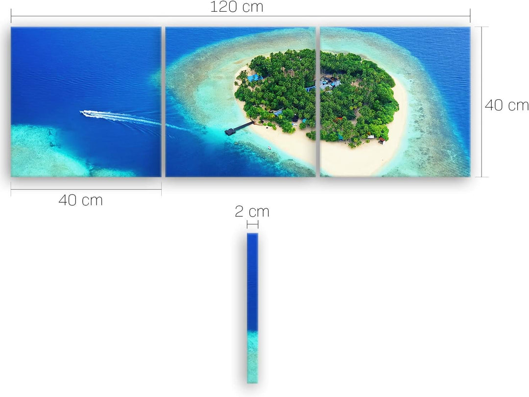 ge Bildet Bild auf Leinwand | Landschaftsbilder - tropische Insel im Ozean - Malediven R in 120x40 c