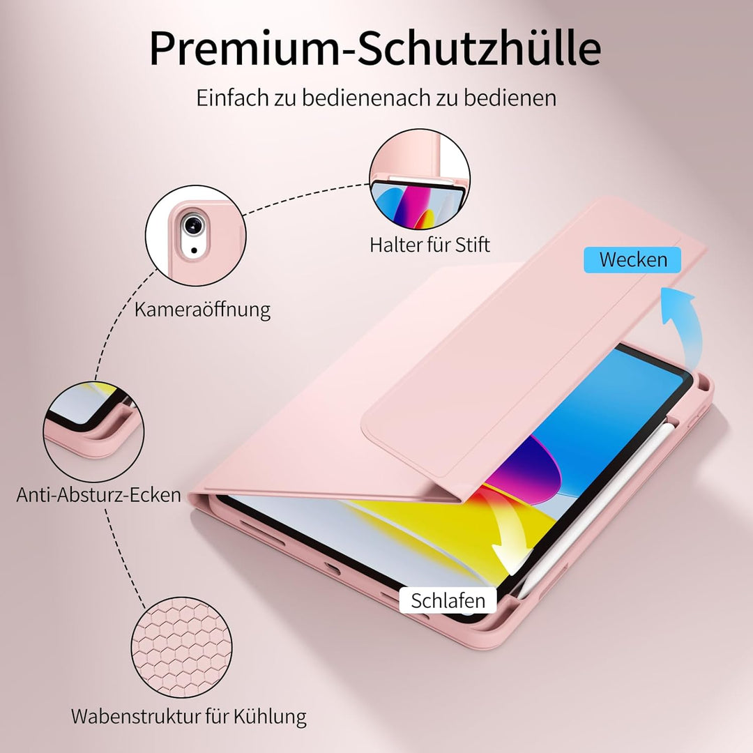 Hülle mit Tastatur für iPad A16 11/10 Generation (2025/2022, 11/10.9 Zoll)- 7 Farben Beleuchtete Mag